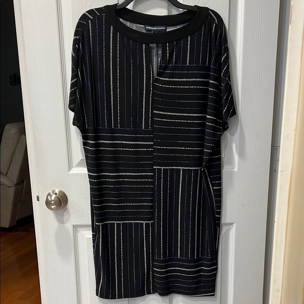 American Living Black and White Striped Mini Dress